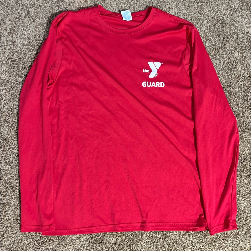 YMCA Red Long Sleeve Tee Classic Crew Neck